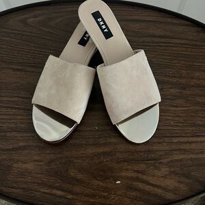 DKNY Nude Suede Slide Sandals - 7.5.